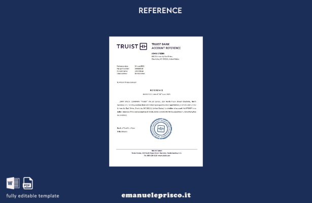 Modello di riferimento della banca Truist USA in stile verificato